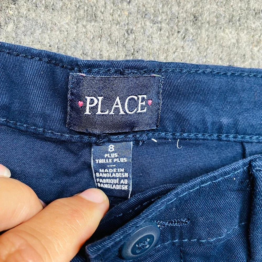 The Childrens Place Girls Uniform Twill Chino Shorts Blue 8 Plus School Shorts